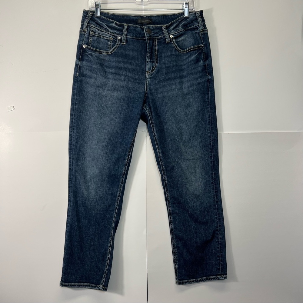 Suki Mid Rise Americana Capri Silver Jeans 32 Suki American Flag Embroidered - Picture 3 of 16